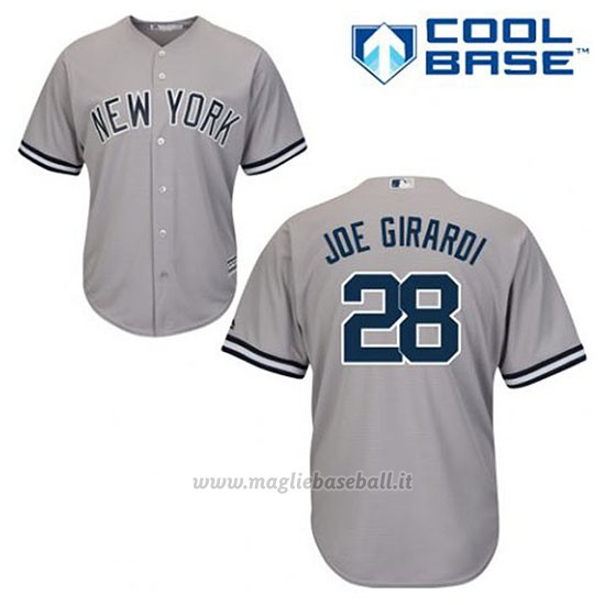 Maglia Baseball Uomo New York Yankees Joe Girardi 28 Grigio Cool Base
